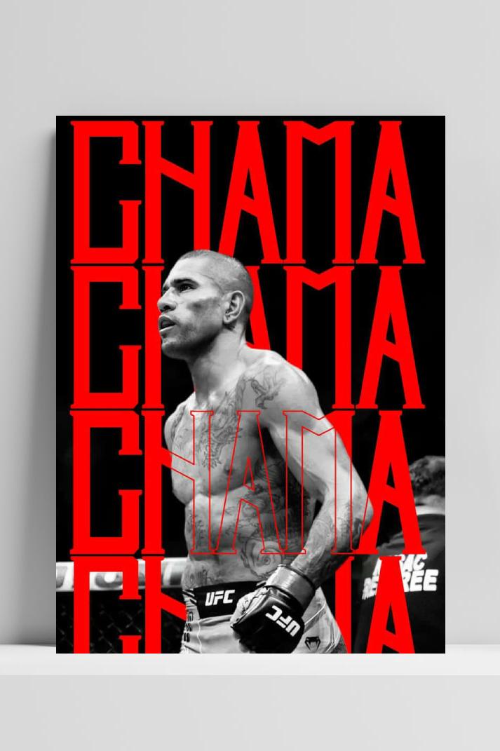 Alex Pereira CHAMA op 3mm aluminium dibond