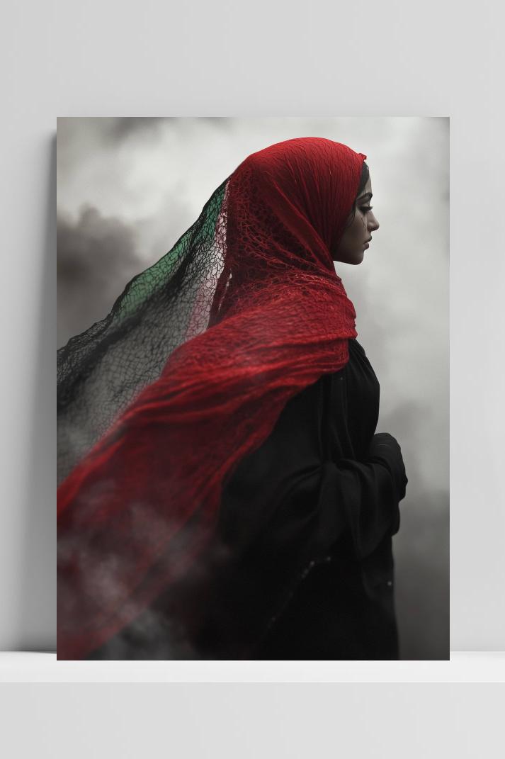 Palestina Sjaal op 3mm aluminium dibond