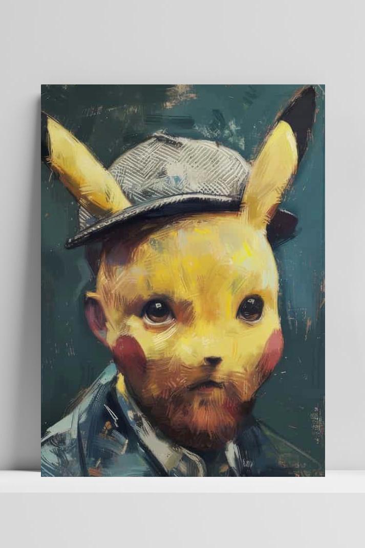 Pikachu van Gogh op 3mm aluminium dibond
