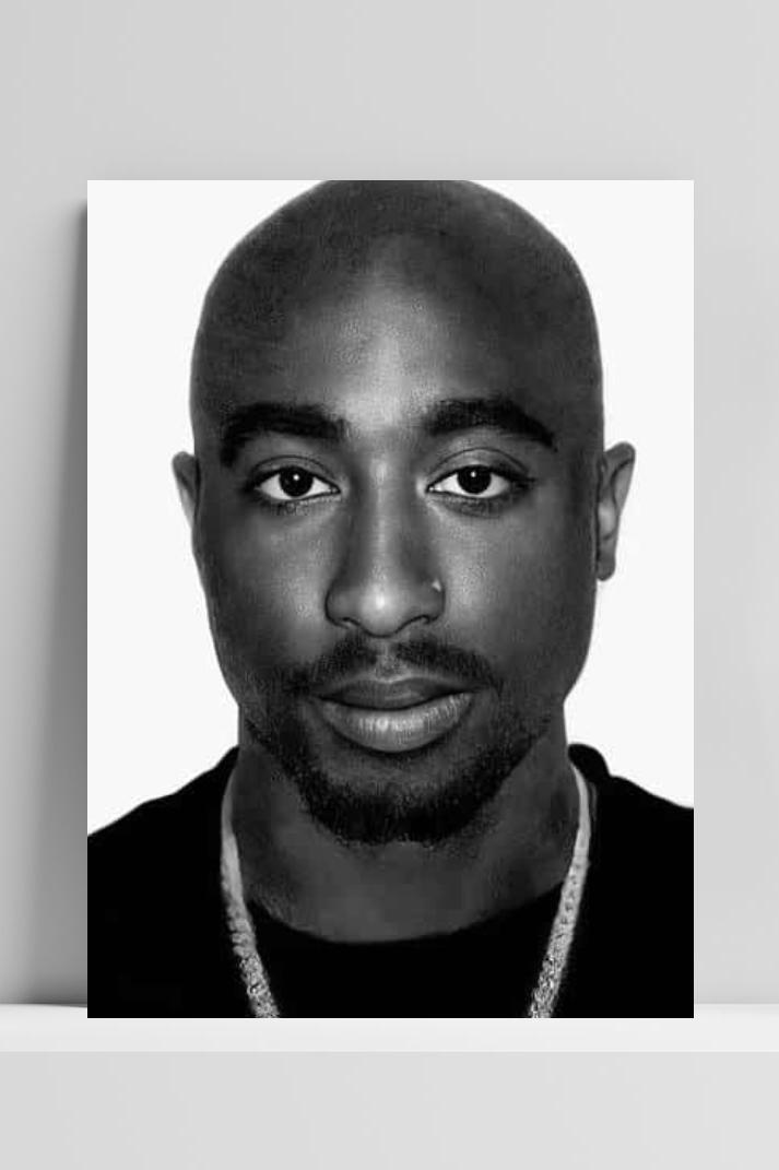 Tupac Portrait B&W op 3mm aluminium dibond