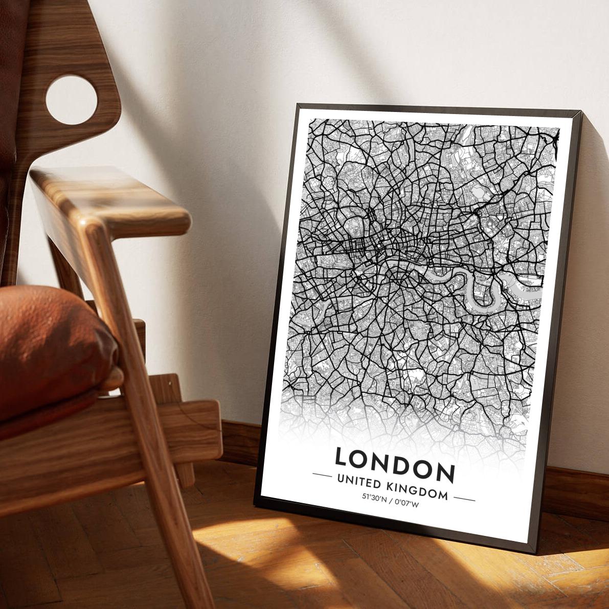 London Map United Kingdom White poster sfeerbeeld 1