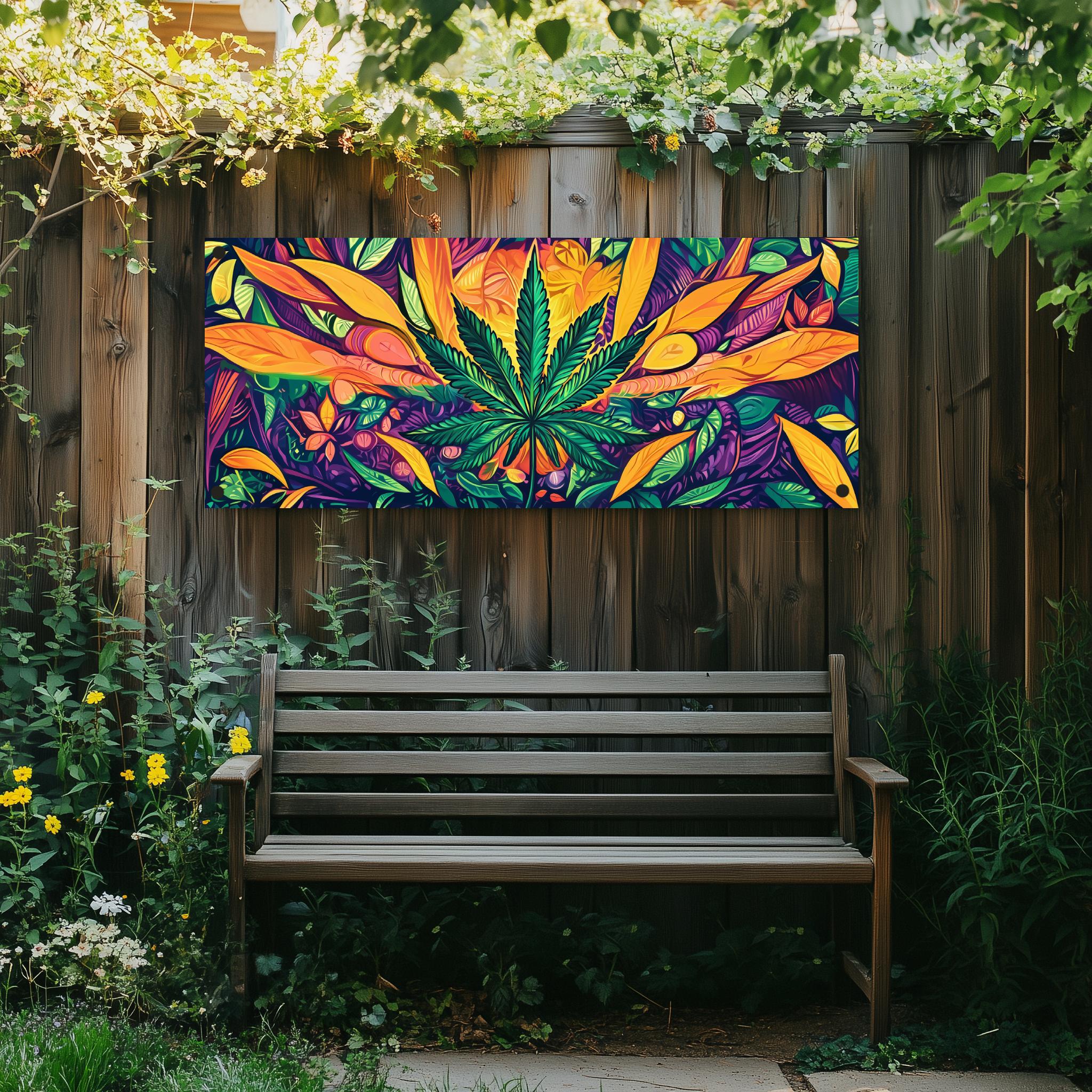 Tuinposter Cannabis Abstract sfeerbeeld 1