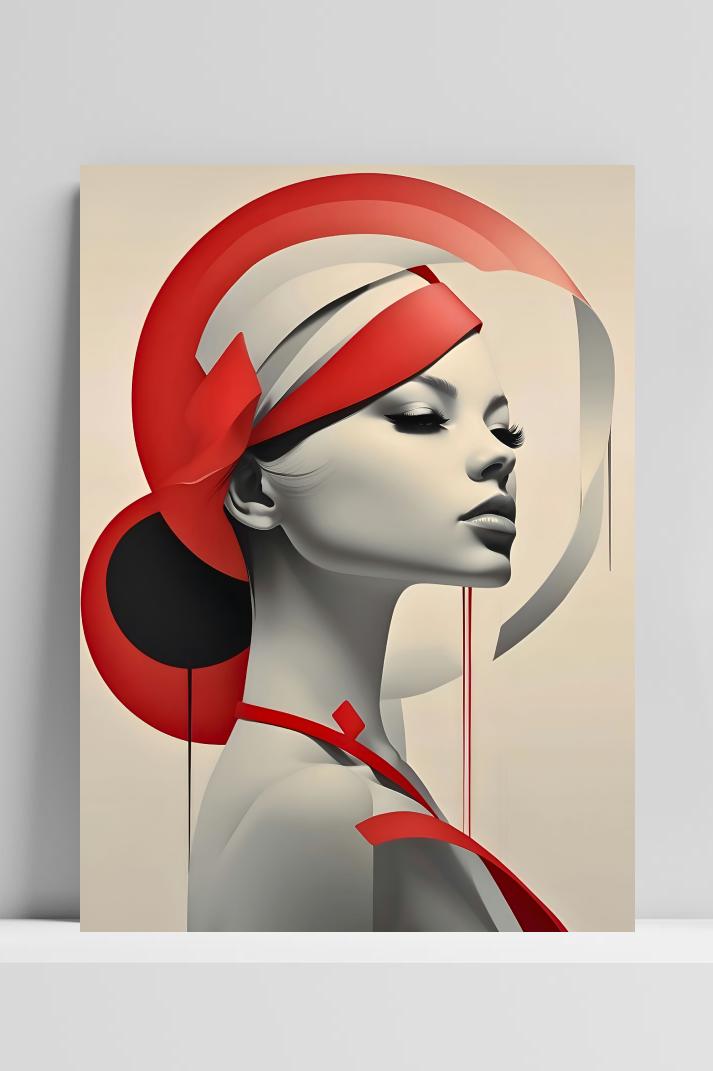Wit Rood Kunst op 3mm aluminium dibond
