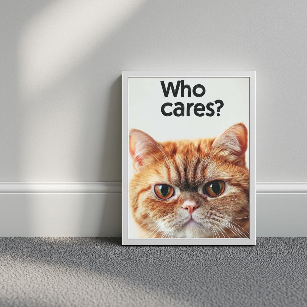 Who Cares Cat Text poster sfeerbeeld 3