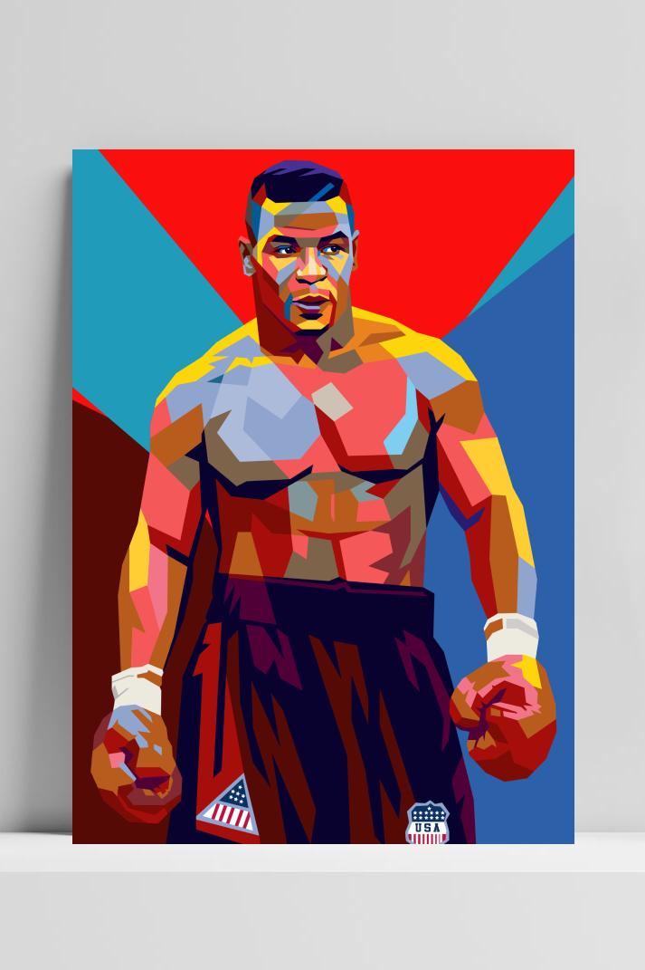 Mike Tyson Pop op 3mm aluminium dibond