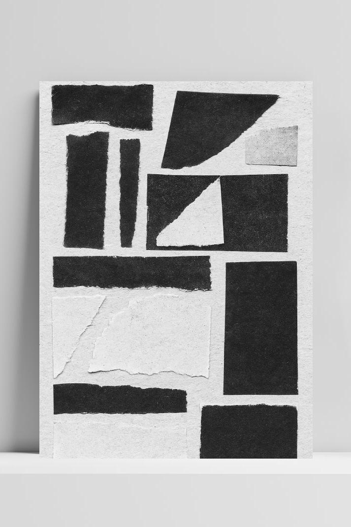 Paper Abstract Collage Zwart-Wit dans un intérieur