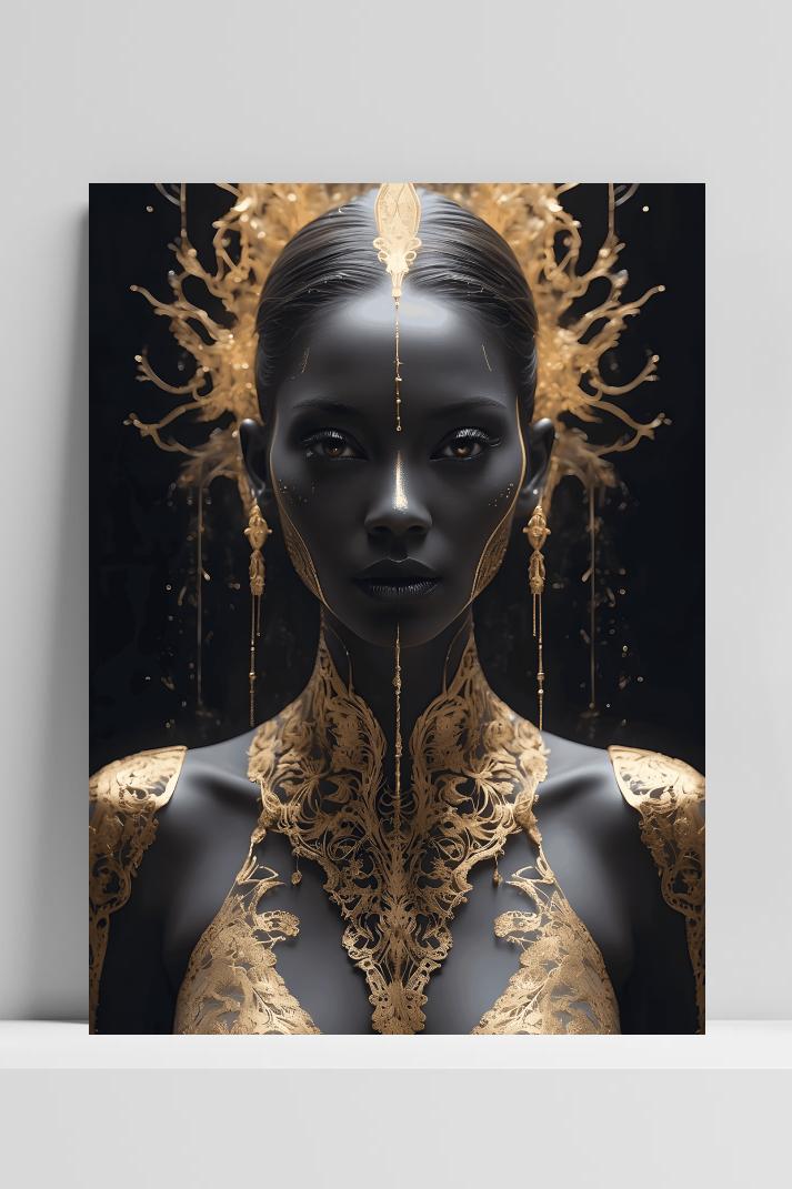 Vrouw Kroon Zwart op 3mm aluminium dibond