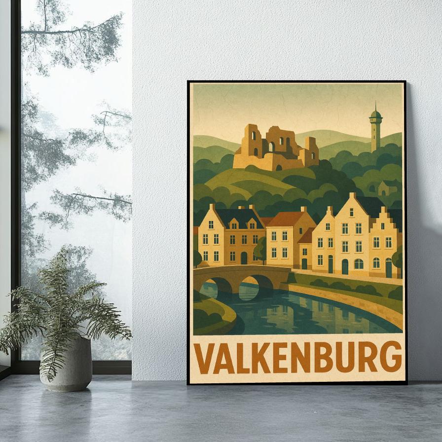 Valkenburg Text Vintage poster sfeerbeeld 1