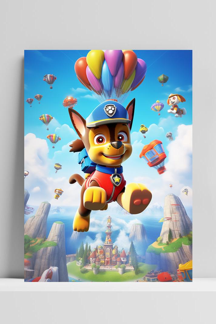 Paw Patrol Ballon op 3mm aluminium dibond