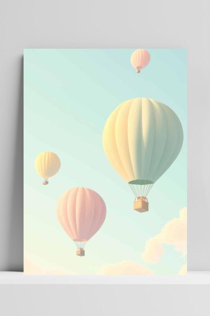 Pastel Luchtballonnen op 3mm aluminium dibond