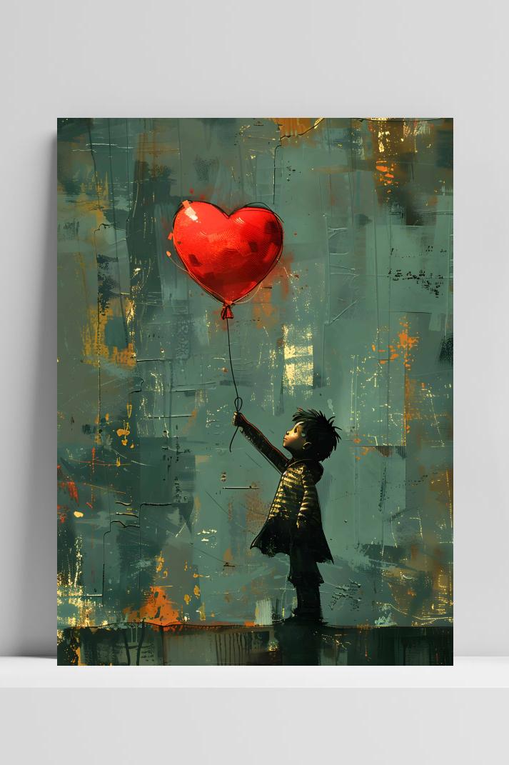 Hart Ballon op 3mm aluminium dibond