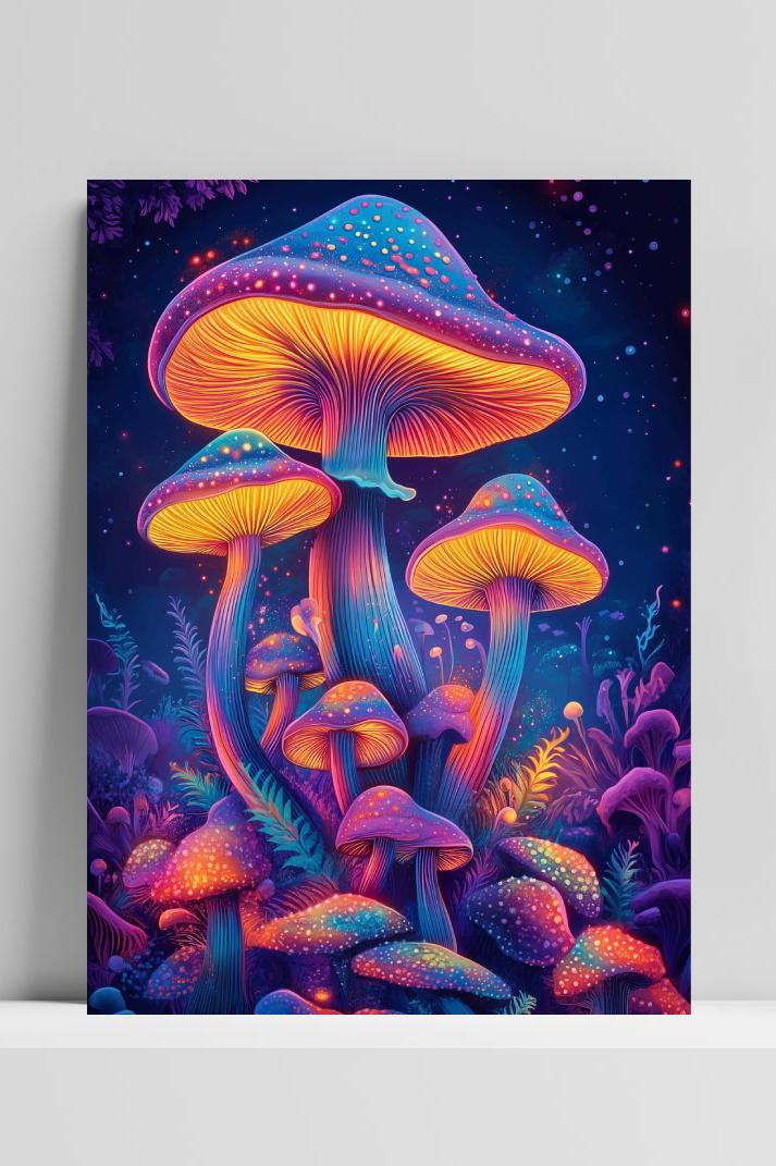 Mushrooms op 3mm aluminium dibond