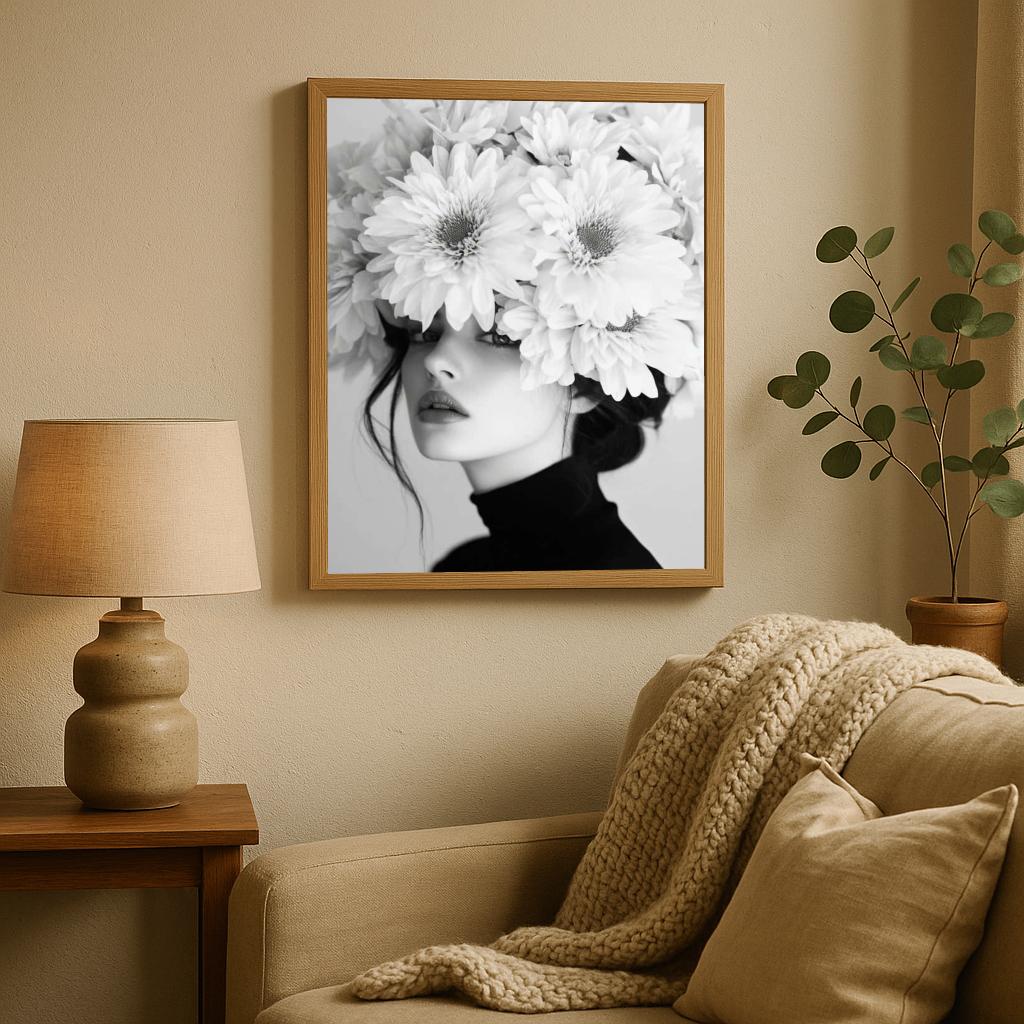 Flowers Portrait B&W poster sfeerbeeld 1