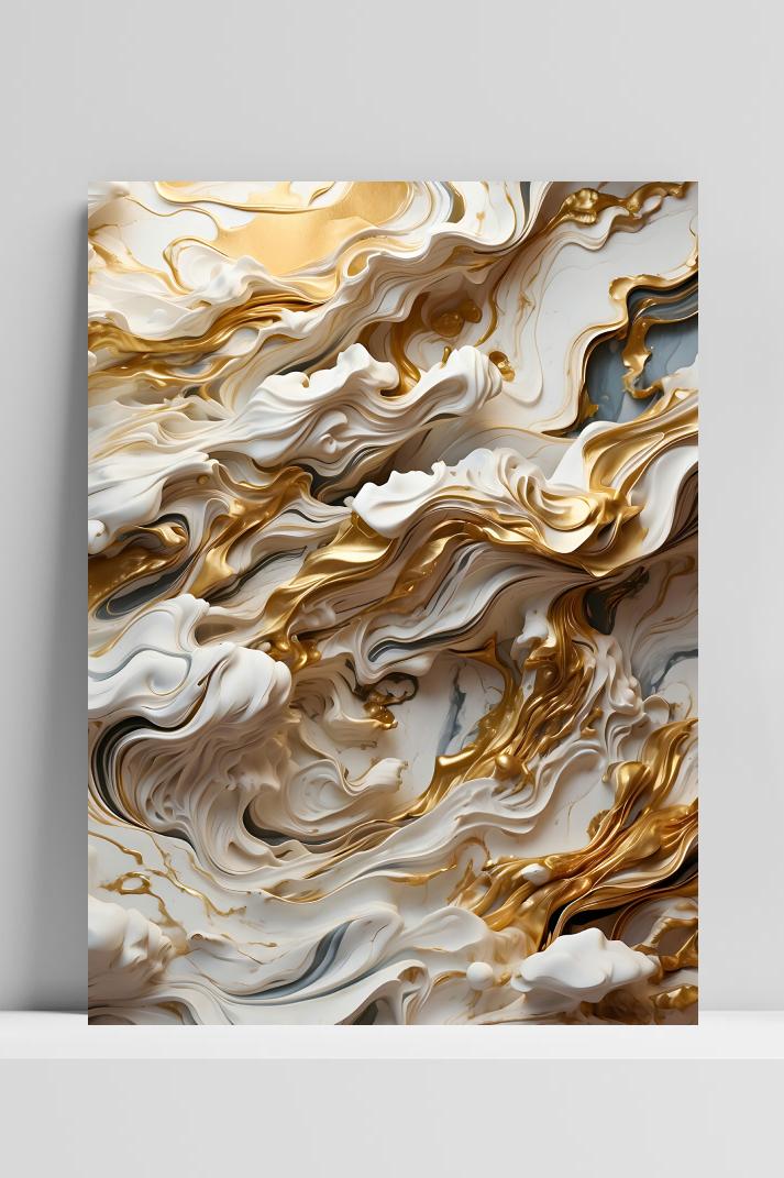 Wit Goud Abstract op 3mm aluminium dibond
