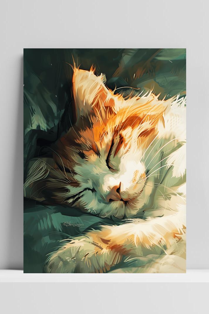 Slapende Kat op 3mm aluminium dibond