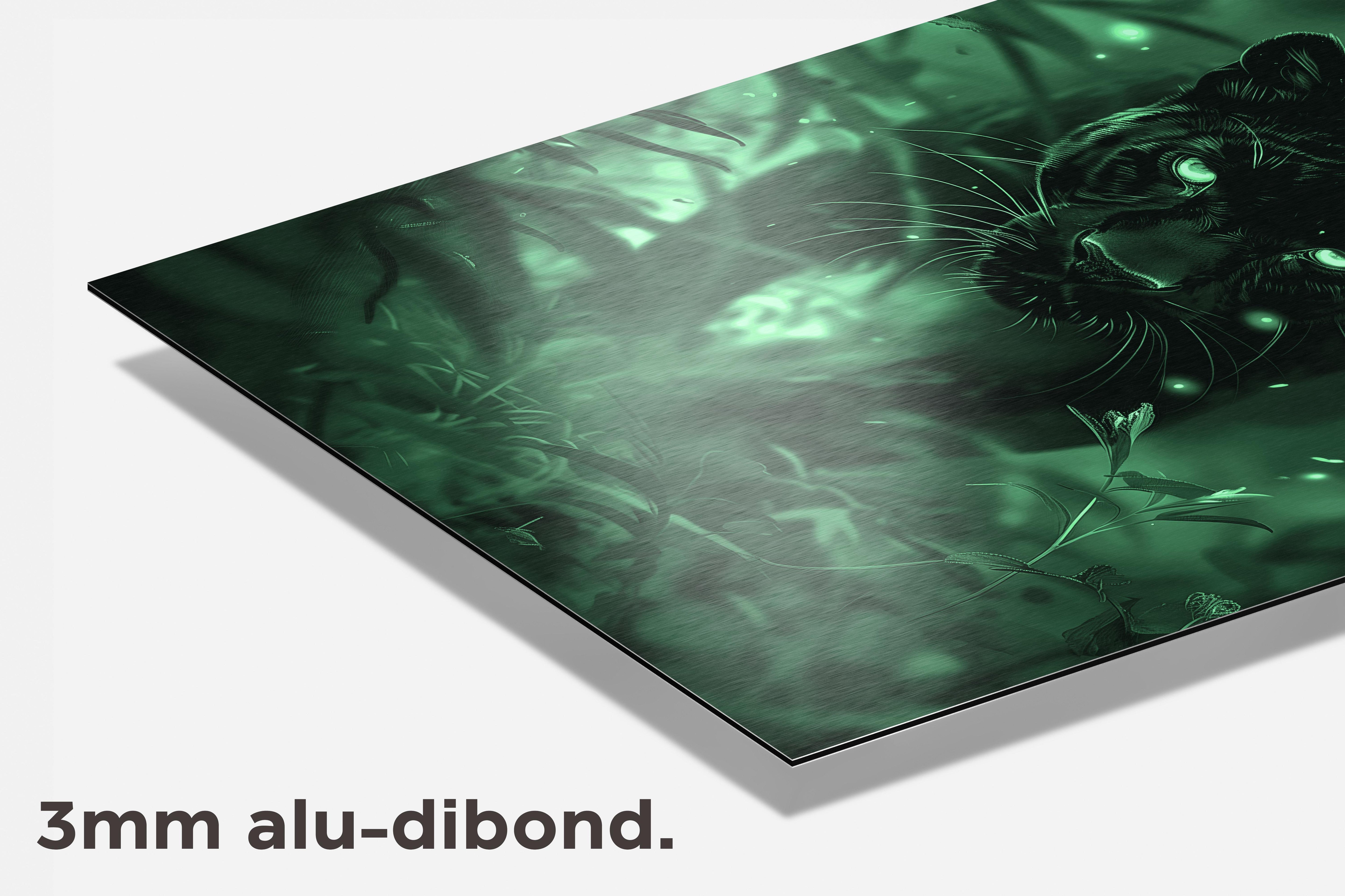 Groene Jaguar dibond detail