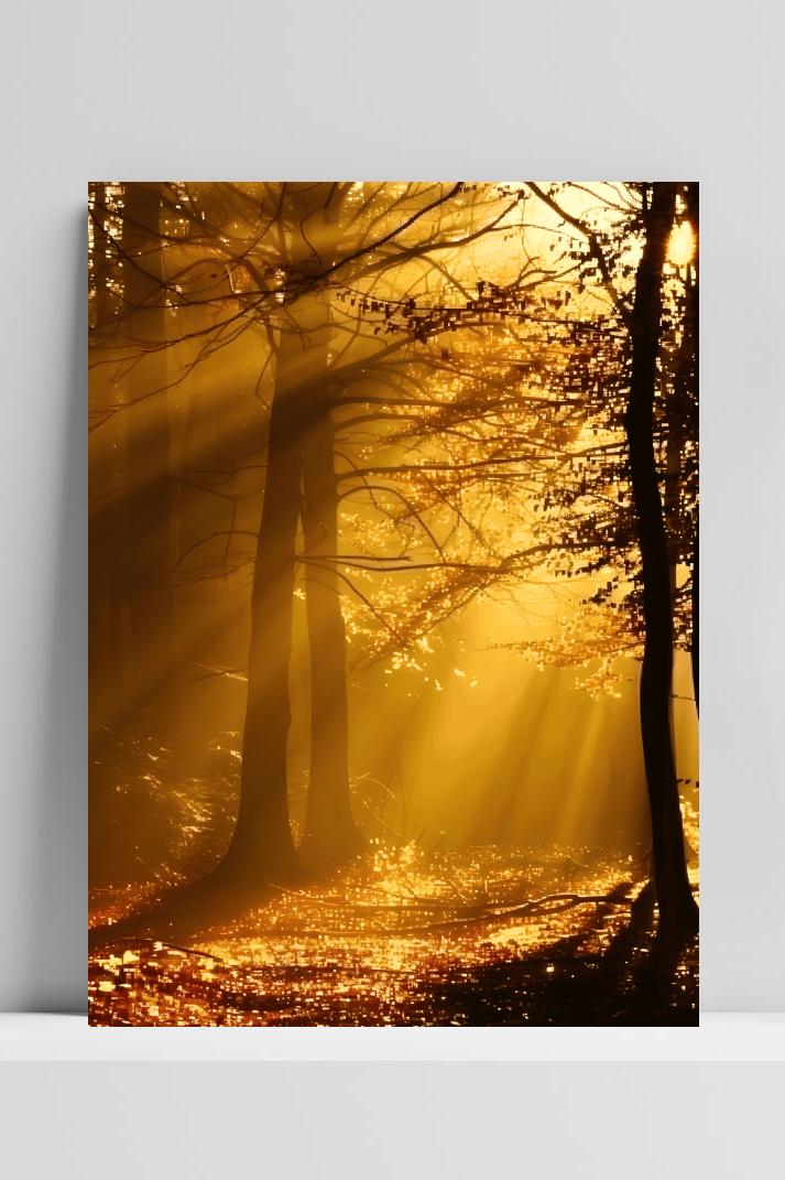 Bos Zonnestralen op 3mm aluminium dibond