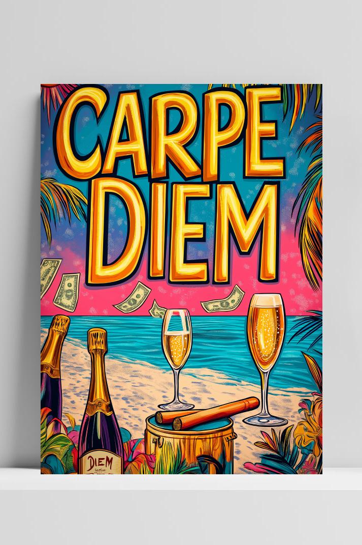 Carpe Diem op 3mm aluminium dibond