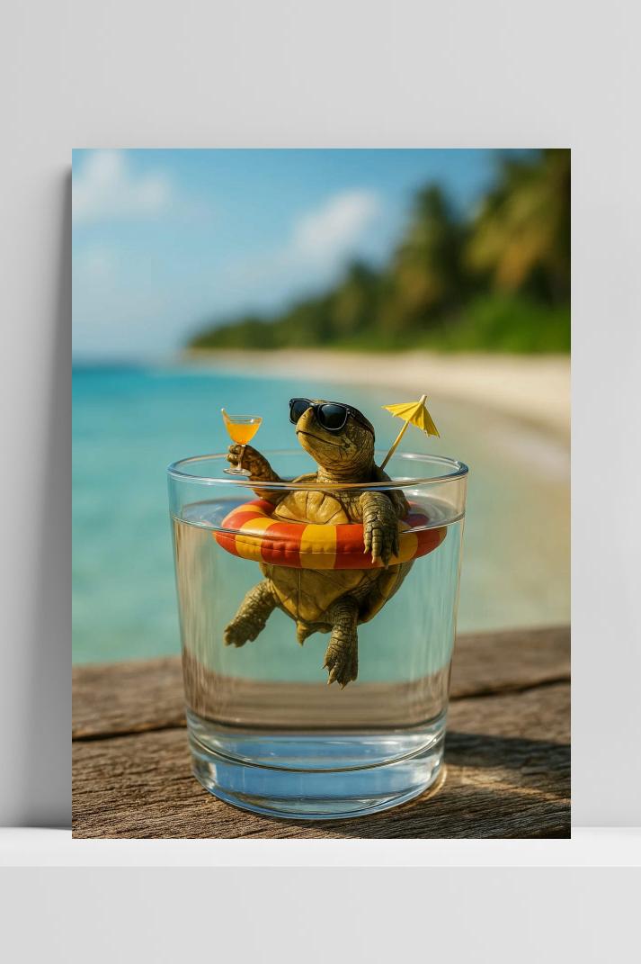 Turtle Cocktail Tropical op 3mm aluminium dibond