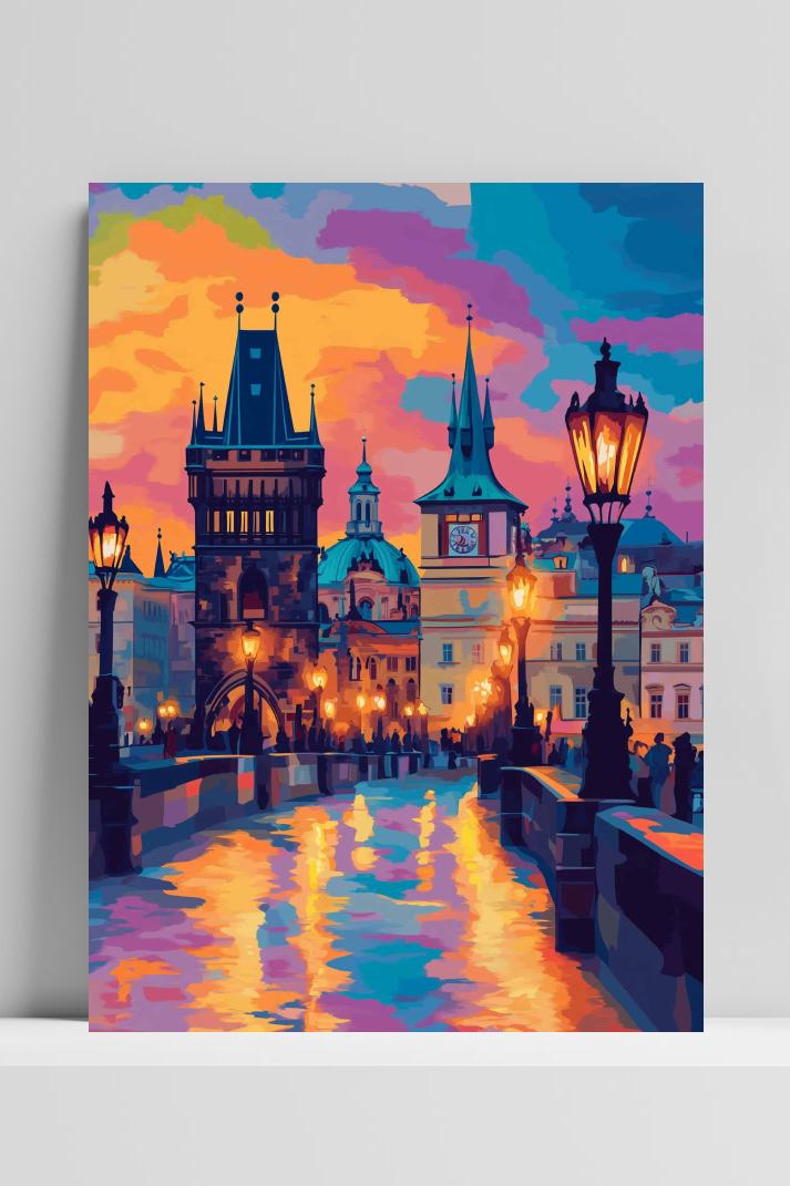 Praag Karelsbrug op 3mm aluminium dibond