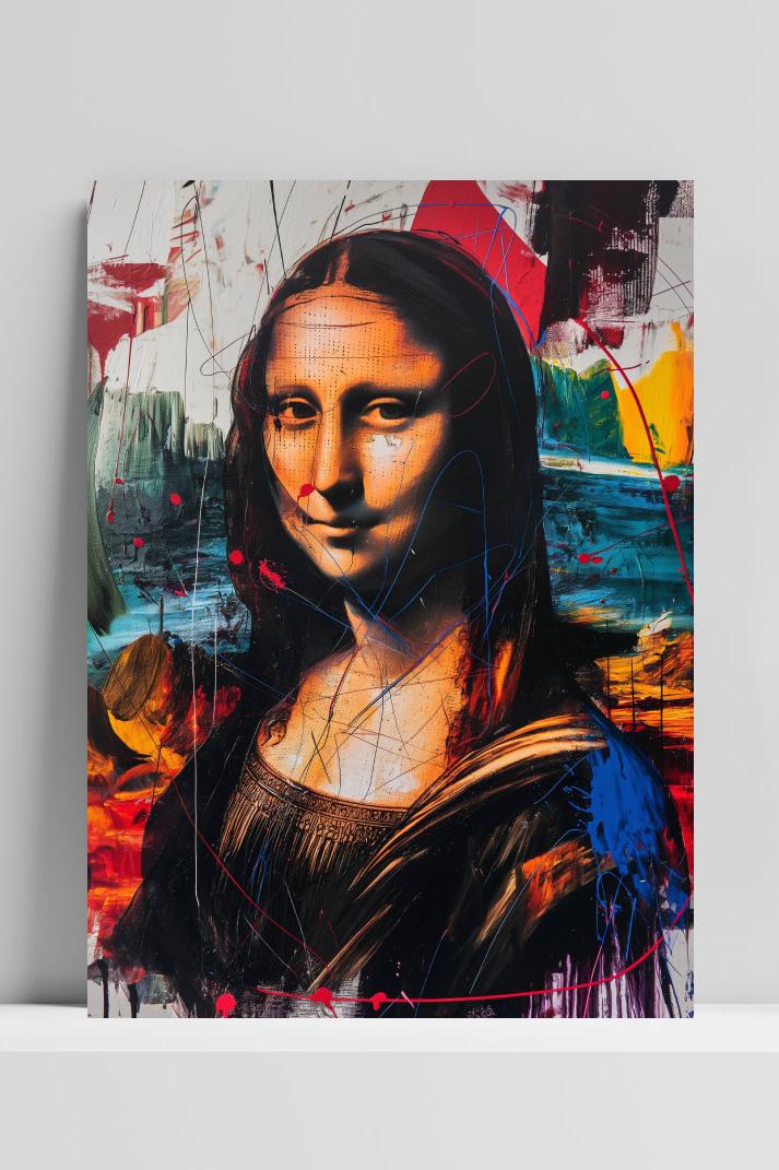 Mona Lisa Graffiti op 3mm aluminium dibond