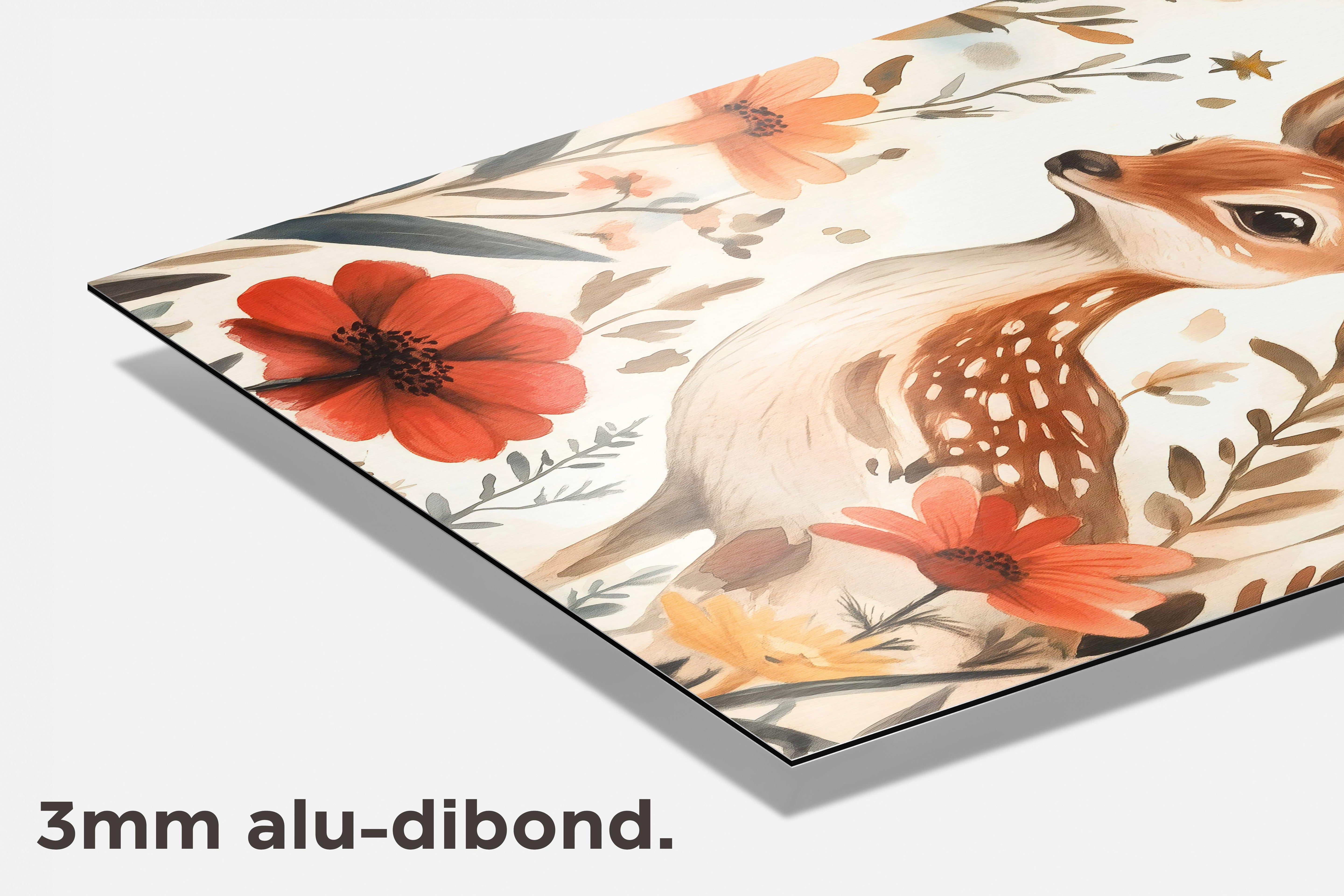 Hert met Bloemen dibond detail