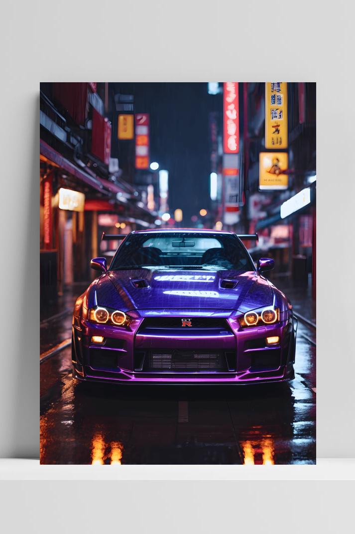 GTR Sportauto Paars op 3mm aluminium dibond