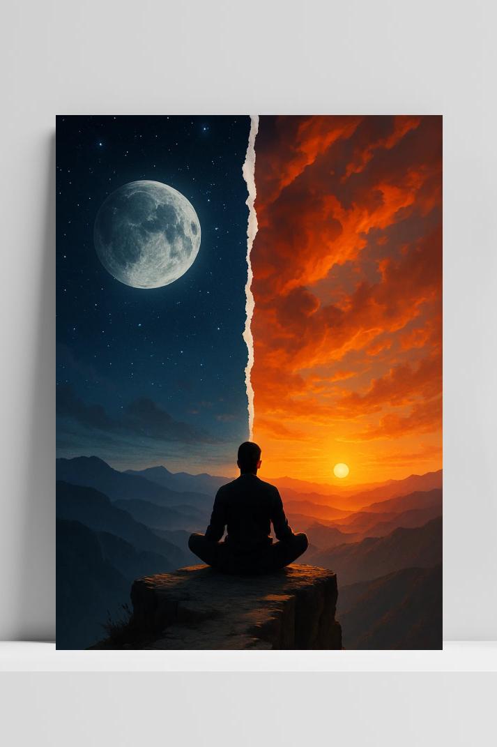 Meditation Moon Sun op 3mm aluminium dibond