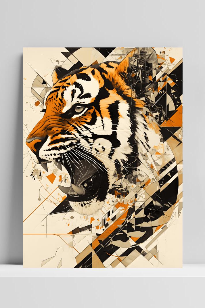 Tijger op 3mm aluminium dibond