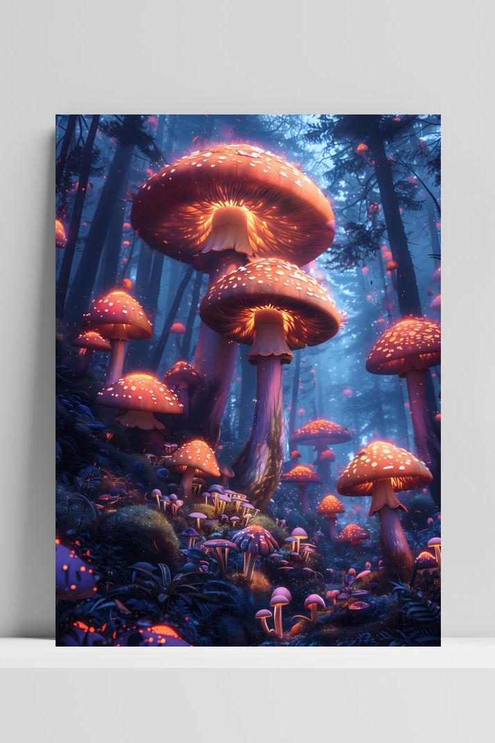 Paddenstoelenrijk op 3mm aluminium dibond