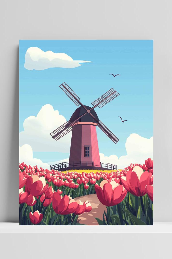 Tulpen Molen op 3mm aluminium dibond