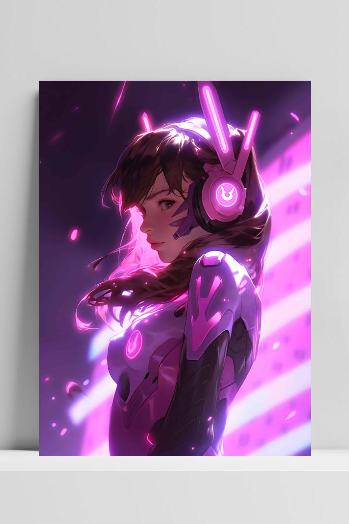 Overwatch DVa op 3mm aluminium dibond