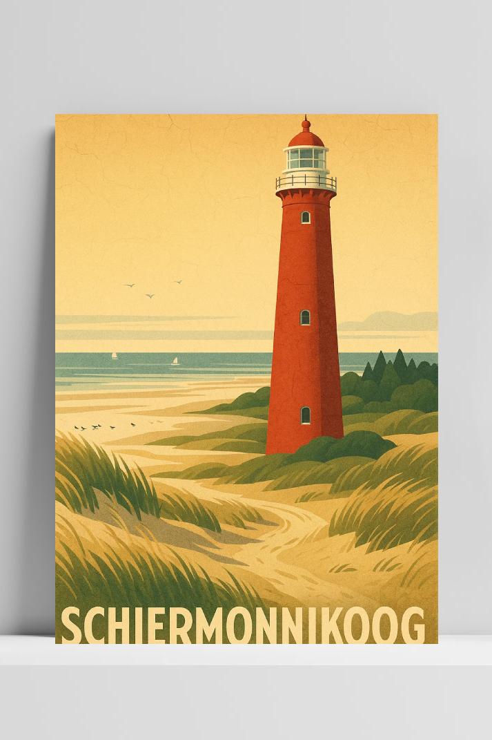 Schiermonnikoog Text Vintage op 3mm aluminium dibond