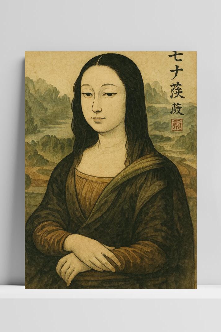 Mona Lisa Asian Art op 3mm aluminium dibond