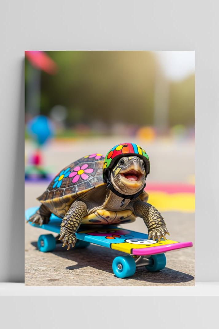 Turtle Skateboard Happy im Interieur