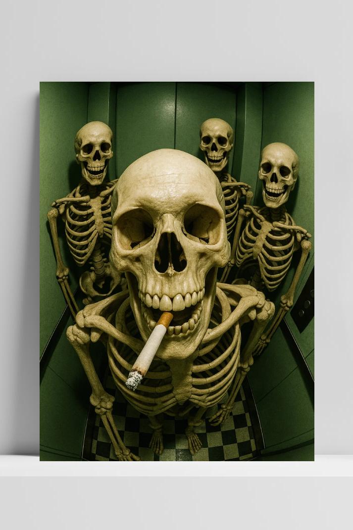 Skeletons Elevator Cigarette im Interieur