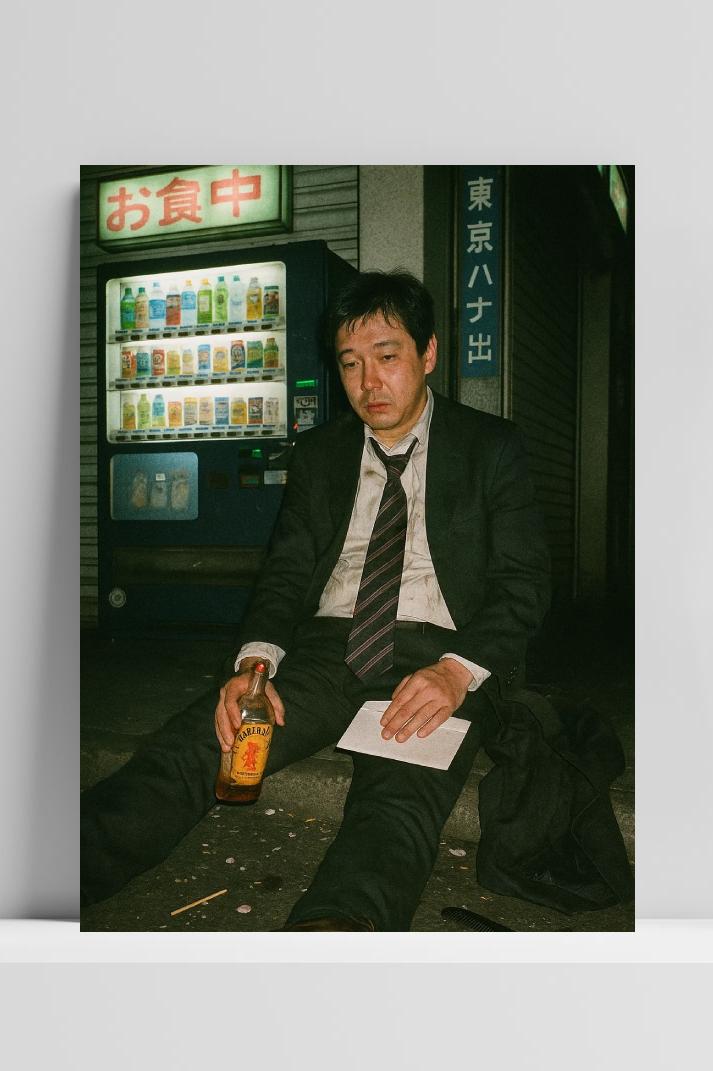 Japanese Drunk Man op 3mm aluminium dibond