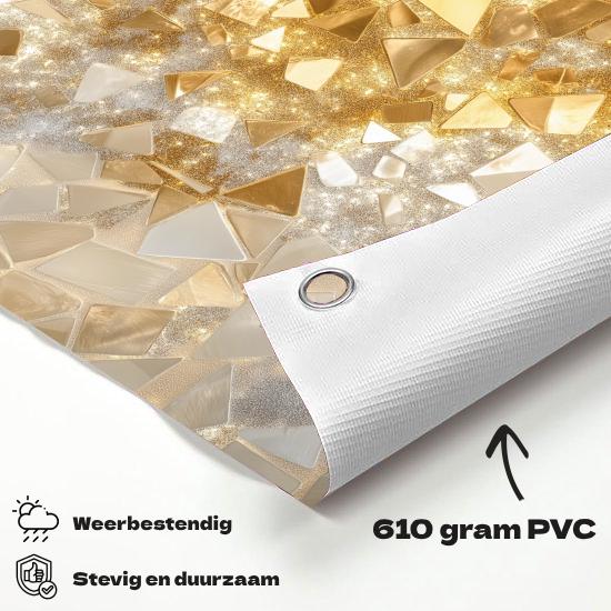 Tuinposter Mozaiek materiaal-detail: 610 grams weerbestendig PVC-doek
