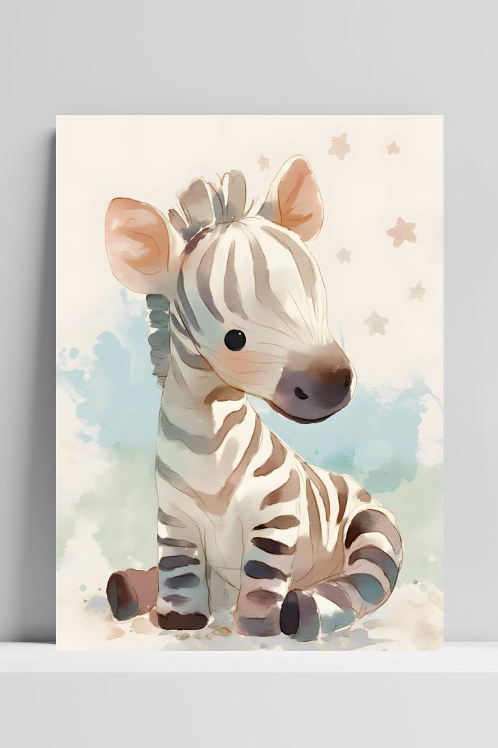 Schattige Zebra op 3mm aluminium dibond