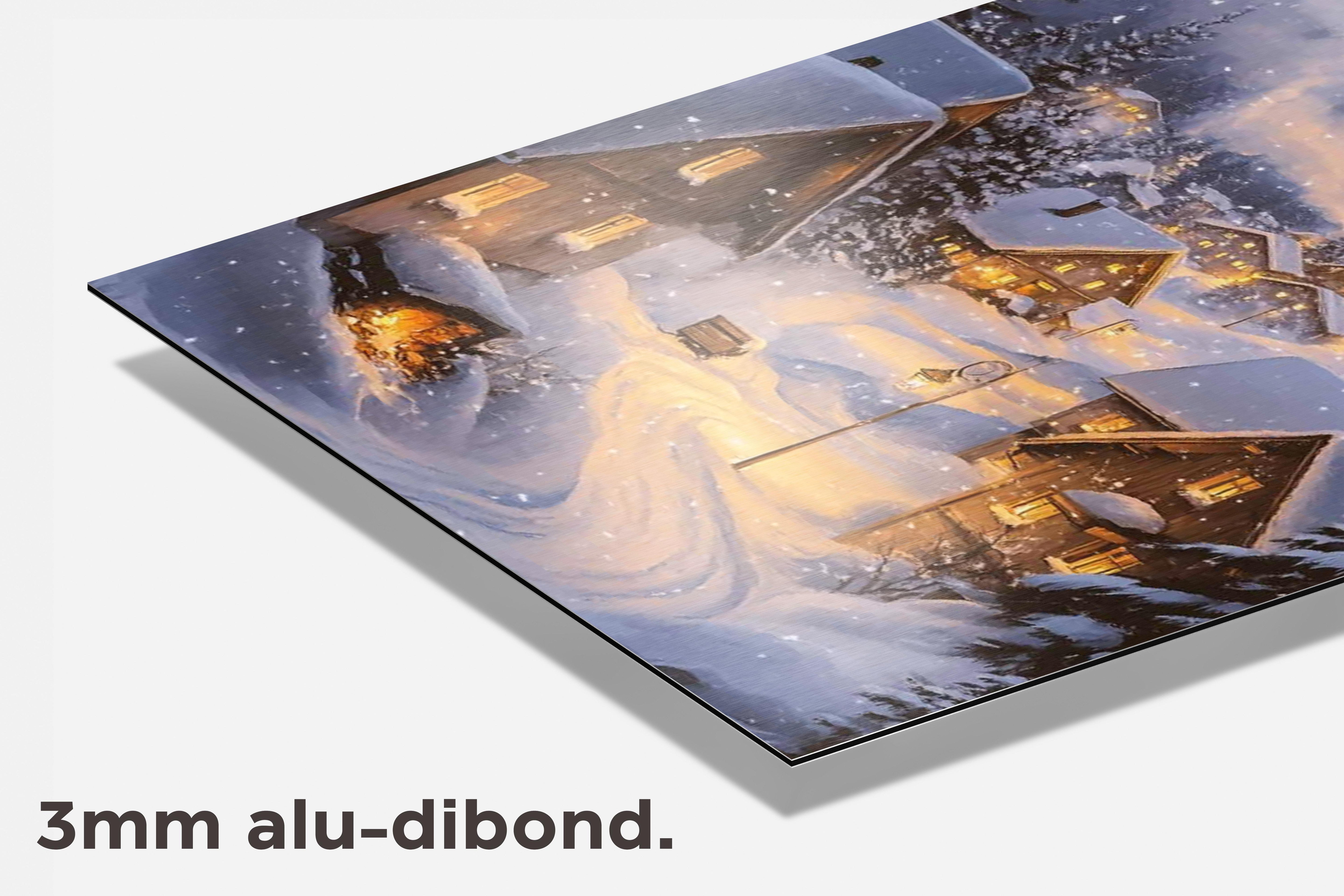 Kerst Sneeuwstad dibond detail