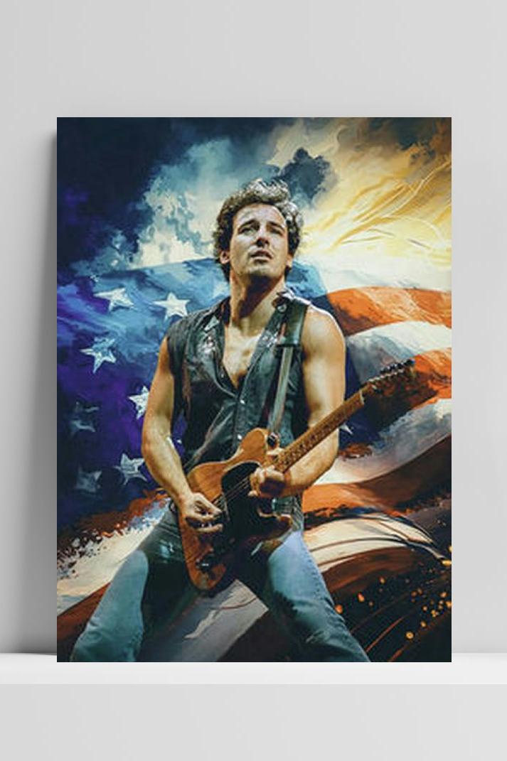 Bruce Springsteen USA op 3mm aluminium dibond