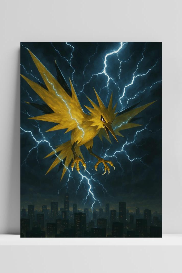 Zapdos Pokemon op 3mm aluminium dibond