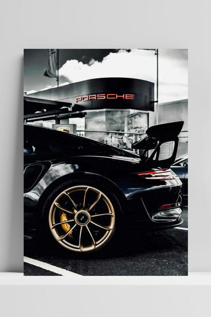 Porsche Sportauto op 3mm aluminium dibond
