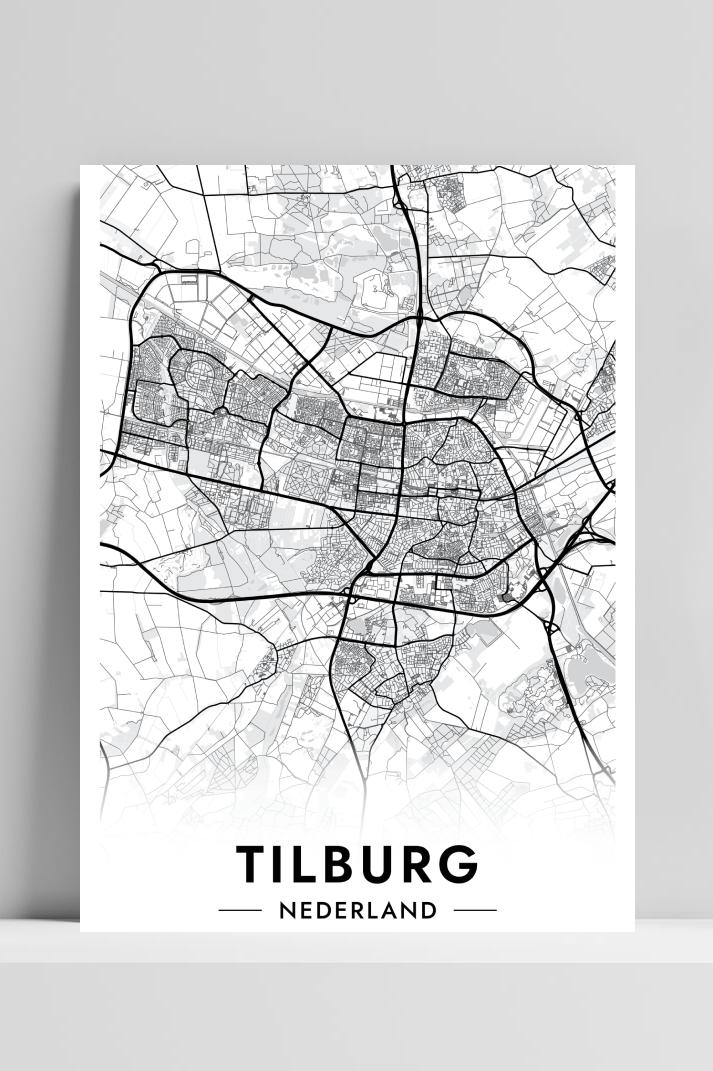 Tilburg Map op 3mm aluminium dibond