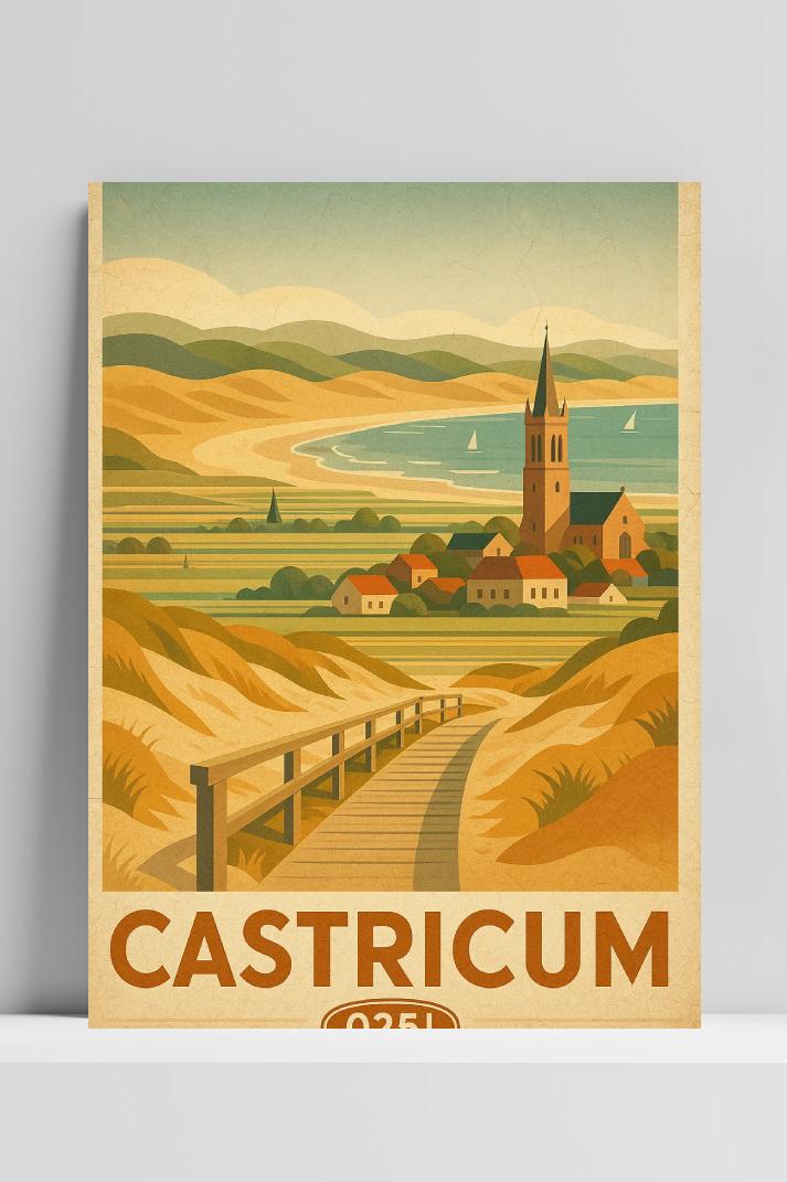Castricum Text Vintage op 3mm aluminium dibond