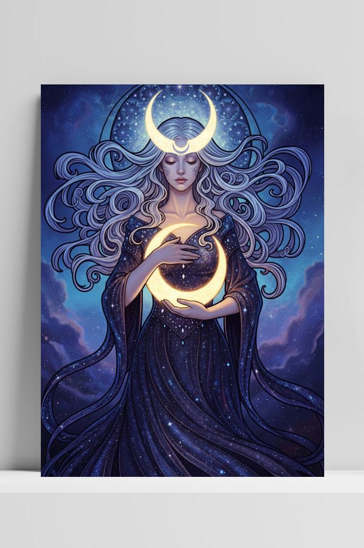 Goddess Moon Fantasy op 3mm aluminium dibond