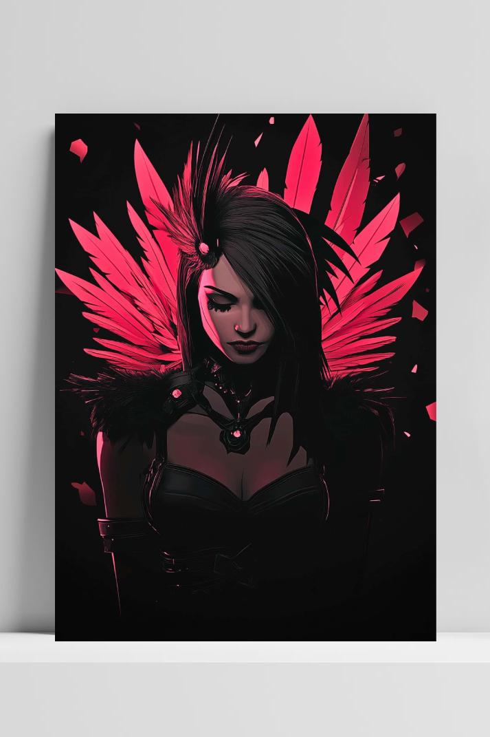 Woman Feather op 3mm aluminium dibond