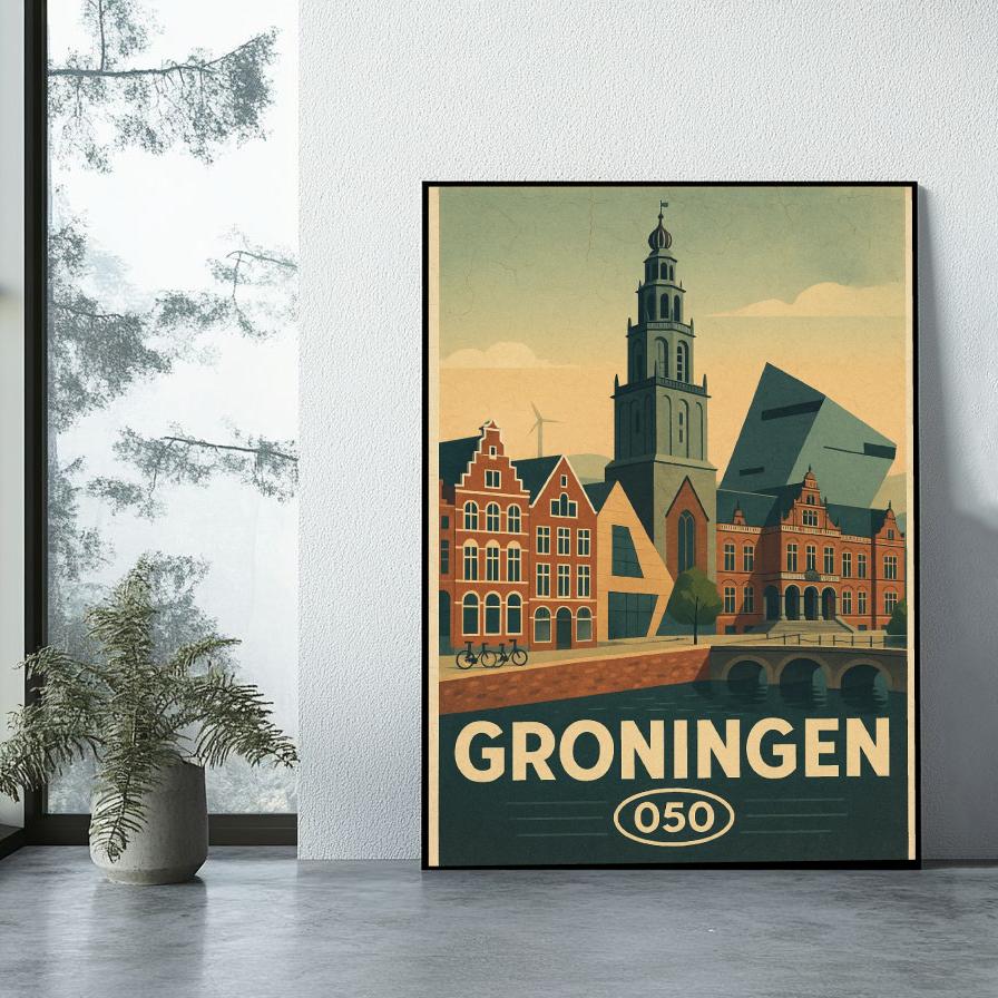 Groningen Netherlands Vintage Text poster sfeerbeeld 1