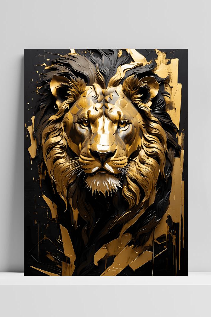Leeuw Goud op 3mm aluminium dibond