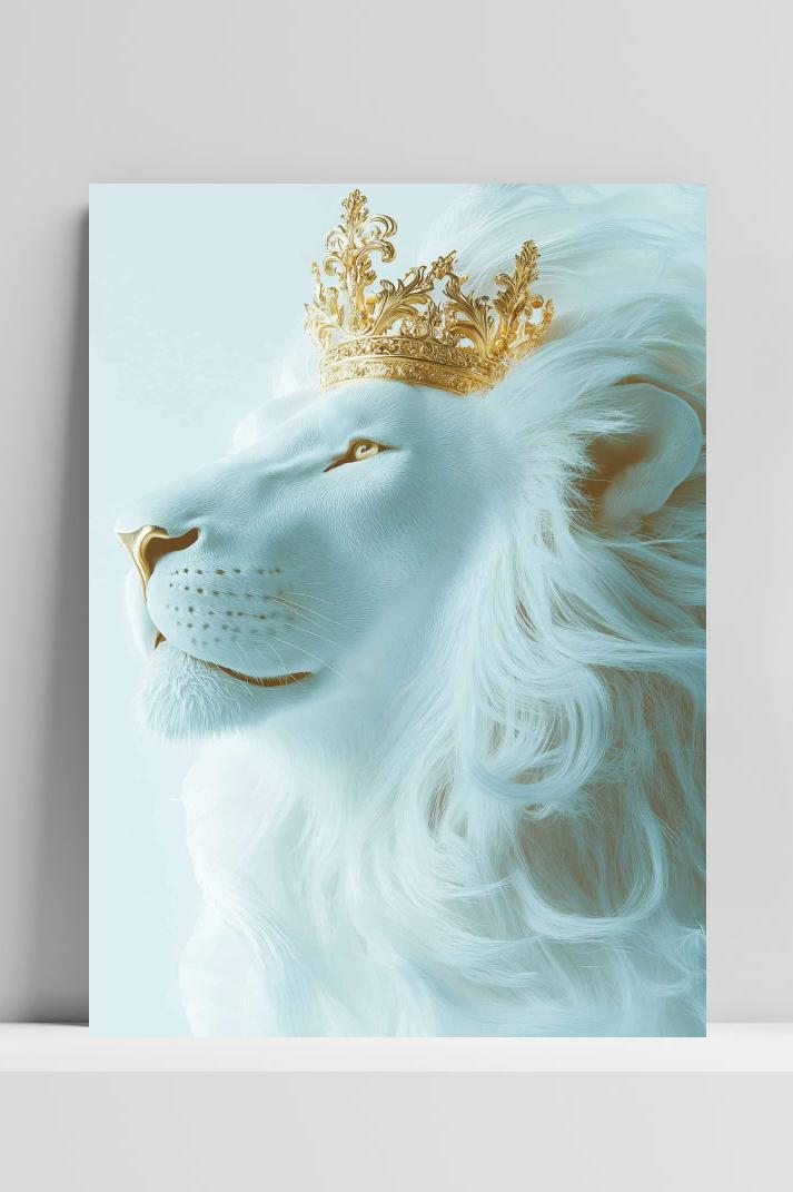 Witte Leeuw op 3mm aluminium dibond